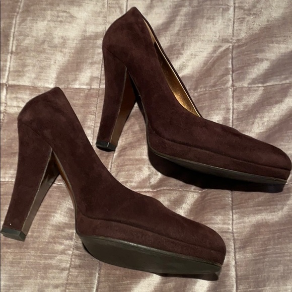 Miu MIU Brown Suede Platform Pumps - Picture 2 of 14